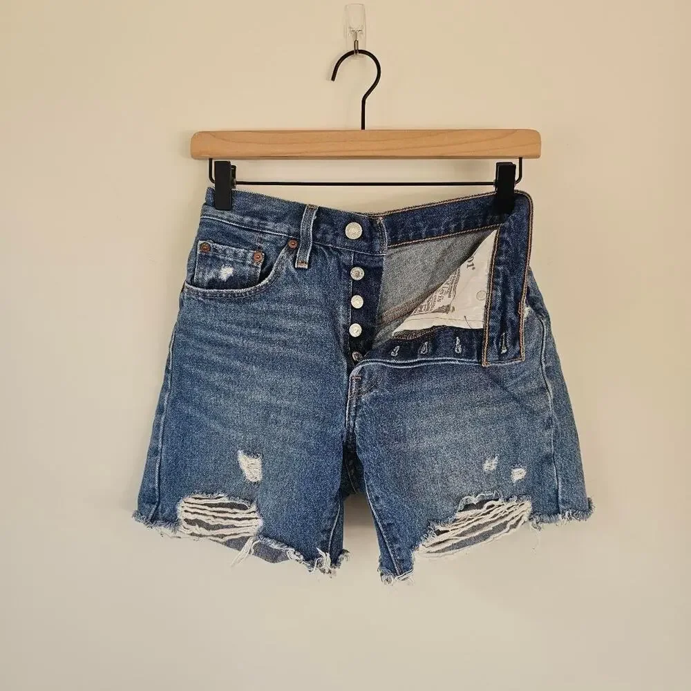 Levis blue denim shorts with